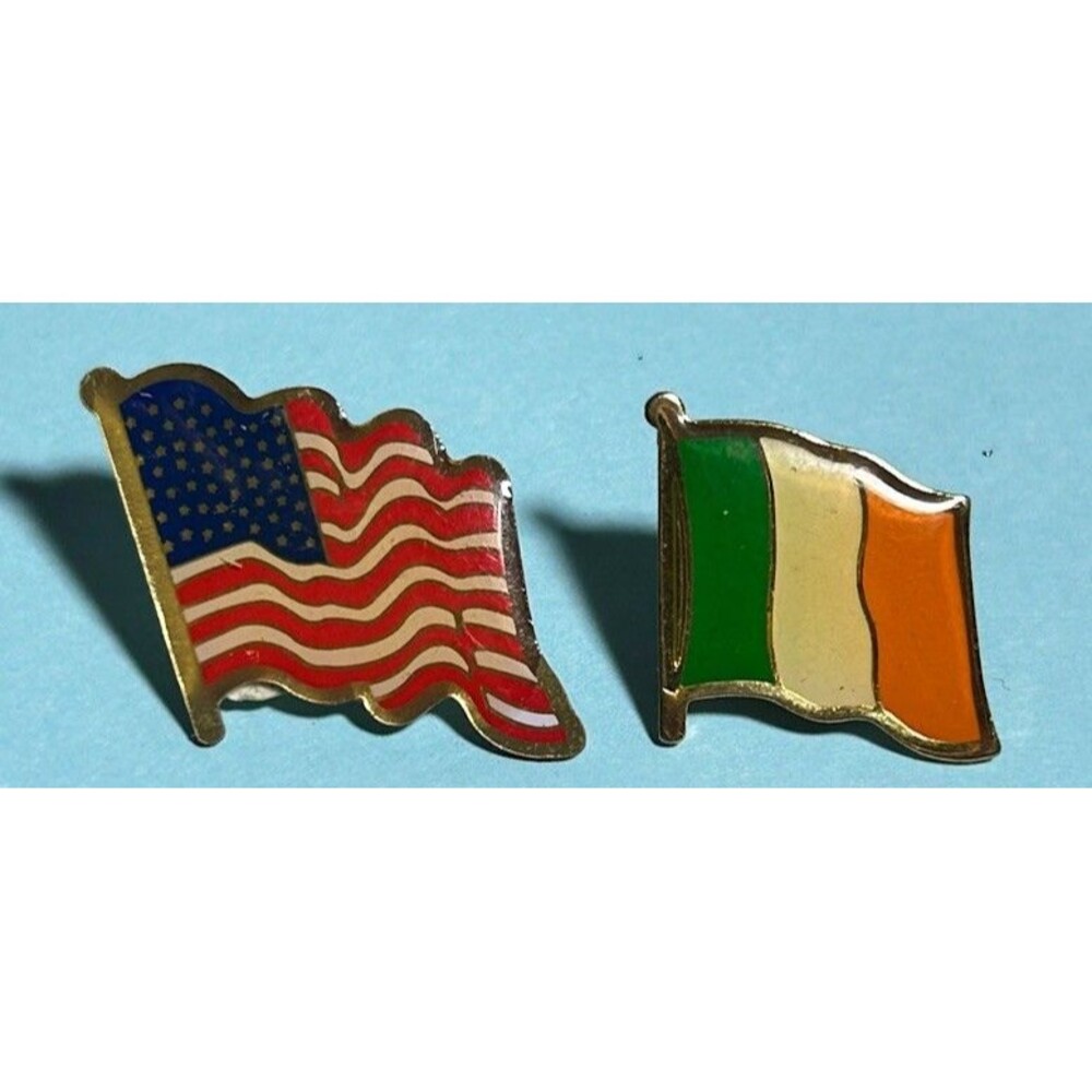 USA & Ireland 2- Lapel Or Hat Pins -Excellent Condition Free Shipping